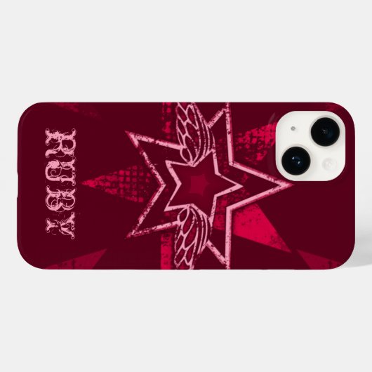 Coques Case-Mate iPhone Angel Star nom personnalisé ruby rouge (Verso (horizontal))