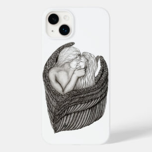 Coque Pour iPhone 14 Plus Angels Kissing , design noir et blanc