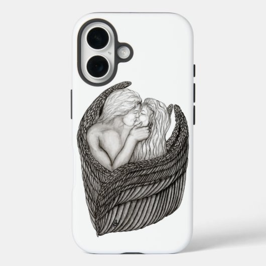 Coques Case-Mate iPhone Angels Kissing, noir et blanc Design (Verso)