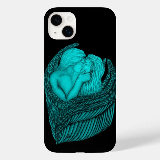 Coques Case-Mate iPhone Angels Kissing, noir et vert Design (Verso)