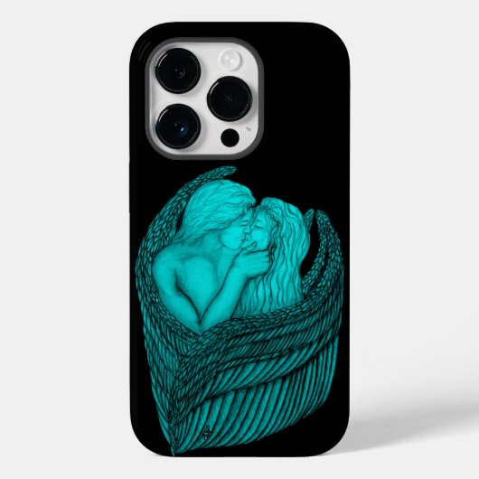 Coques Case-Mate iPhone Angels Kissing, noir et vert Design (Verso)