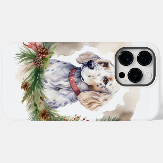 Coques Case-Mate iPhone Anglais Setter Christmas Wreath Festive Pup (Verso (horizontal))