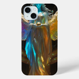 Coque iPhone 15 Mini Angle de verre moulé en bleu et or