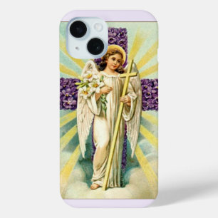 Coque Pour iPhone 15 Angle vintage avec Croix violette