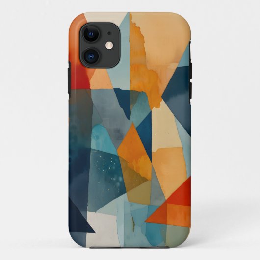 Coques Case-Mate iPhone Angles Abstraits de bleu et d'orange (Dos)