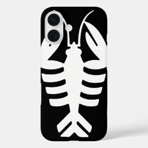 Coques iPhone 16 Animal Art Déco vintage, Homard en blanc