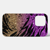 Coques Case-Mate iPhone Animal Print on Purple & Gold Glitter (Verso (horizontal))