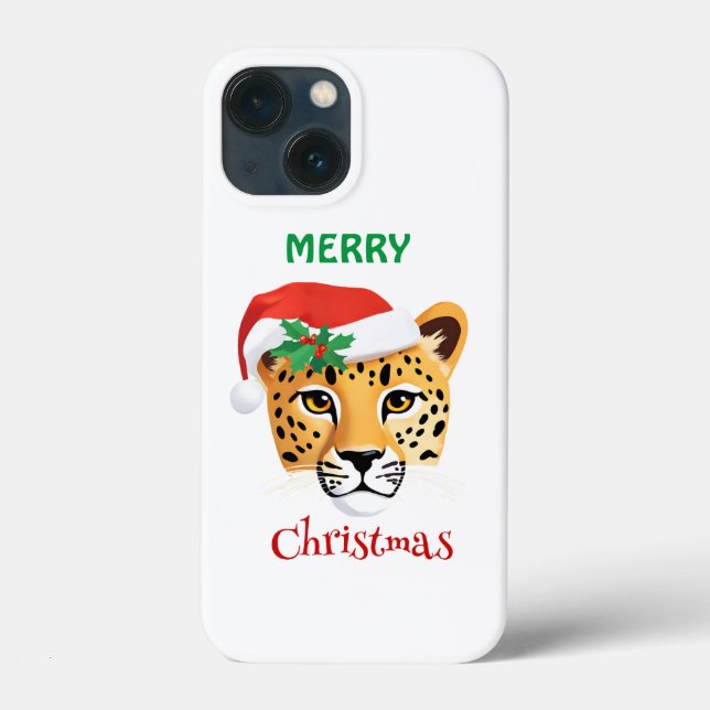 Coques Case-Mate iPhone Animaux amusants Safari Cheetah léopard Père Noël  (Verso)