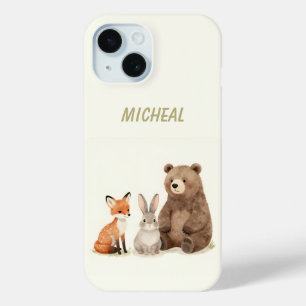Coque Pour iPhone 15 Animaux de la forêt de la forêt de Monogramme