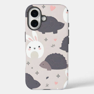 Coques iPhone 16 Animaux Géométriques Mignons en Pastel