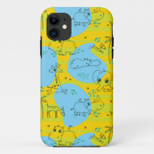 Coques Pour iPhone Animaux jouant l'arrière - plan de motif de bébé