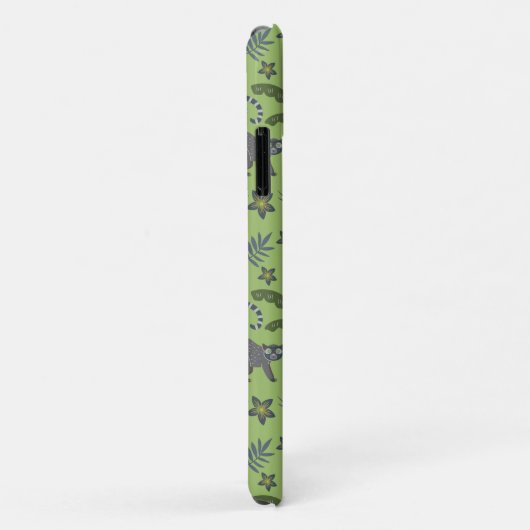 Coques Case-Mate iPhone Animaux tropicaux sans soudure motif vert et gris (Dos/Droite)