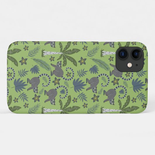 Coques Case-Mate iPhone Animaux tropicaux sans soudure motif vert et gris (Dos (Horizontal))