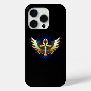 Coque iPhone 15 Pro Ankh or avec ailes