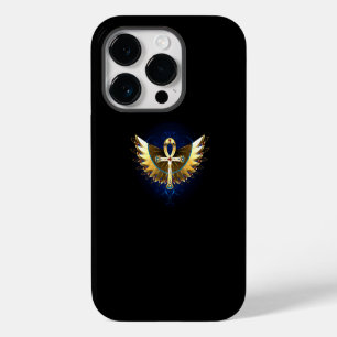 Coque Pour iPhone 14 Pro Ankh or avec ailes