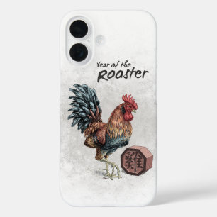 Coques iPhone 16 Année du coq chinois Zodiac Art