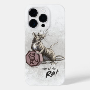Coque Pour iPhone 14 Pro Année du Rat chinois Zodiac Art