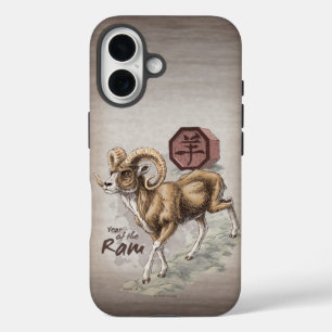 Coques iPhone 16 Année Zodiaque chinoise du bélier Art Coque-Mate S