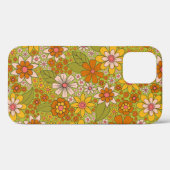 Coques Case-Mate iPhone Années 1960, 1970 Vert & Orange Retro Floral (Verso (horizontal))