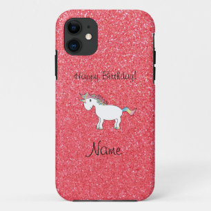 Etui iPhone Case-Mate Anniversaire nom licorne rose clair parties scinti