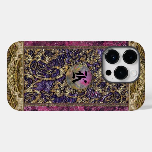 Coques Case-Mate iPhone Anselme Kean Élégant Monogramme victorien (Verso (horizontal))
