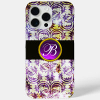 ANTIQUE DAMASK Violet Améthyste Monogramme noir
