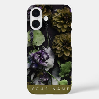 Coques iPhone 16 Antique en fleur foncée