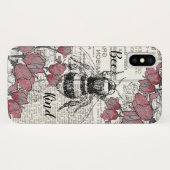 Coques Case-Mate iPhone Antique florale rose abeille rétro (Dos (Horizontal))