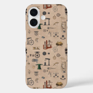 Coques iPhone 16 Antique Ingénierie Mécanique Motif scientifique