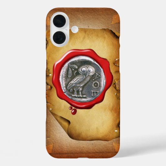 Coques Case-Mate iPhone ANTIQUE OWL SILVER RED WAX SEAL parchemin (Verso)