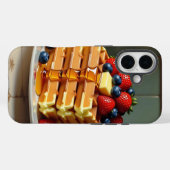 Coques Case-Mate iPhone Antique Plate of Waffles with Strawberries  (Verso (horizontal))