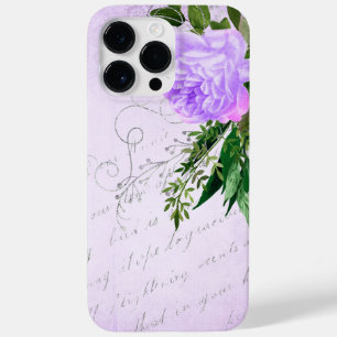 COQUE POUR POUR iPhone 14 PRO MAX ANTIQUE REGARDANT LE SCRIPT ET LES FLEURS DE LAVEN