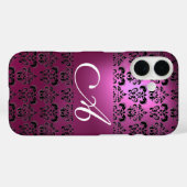COQUES Case-Mate iPhone ANTIQUE ROSE NOIR DAMASK MONOGRAM (Verso (horizontal))