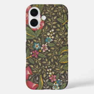 Coques iPhone 16 Antique Toile de Jouy motif floral français