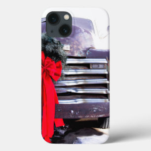 Coques Pour iPhone Antique Truck with Festive Christmas Wreath