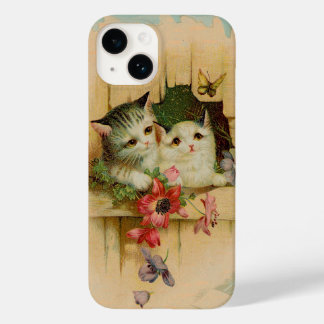 Coque Pour iPhone 14 Antique vintage peinture de chat mignon papillon c