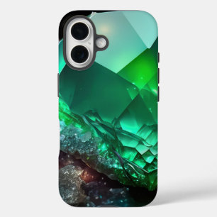 Coques iPhone 16 Août Birthstone Peridot Neon Crystal Abstrait
