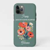 Coques Case-Mate iPhone Août Fleur de naissance Nom personnalisé (Dos)