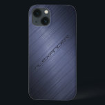 Case-Mate iPhone Case Apparence en aluminium brossé bleu foncé Monogramm<br><div class="desc">Motif en aluminium brossé bleu foncé. monogramme personnalisé et optionnel. Le design est disponible sur d'autres produits et peut être demandé sur n'importe quel produit que nous offrons à Zazzle.</div>
