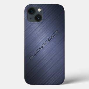 Case-Mate iPhone Case Apparence en aluminium brossé bleu foncé Monogramm