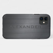 Coques Case-Mate iPhone Apparence en aluminium brossé noir - Monogramme (Dos (Horizontal))