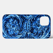Coques Case-Mate iPhone Apparence en cuir à outils exotiques | bleu (Verso (horizontal))