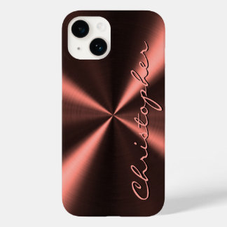 Coque Pour iPhone 14 Apparence métallique radiale personnalisée - Cuivr