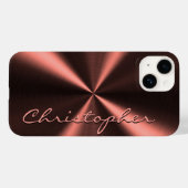 Coques Case-Mate iPhone Apparence métallique radiale personnalisée - Cuivr (Verso (horizontal))