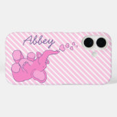 Coques Case-Mate iPhone Appelé coeurs et rayures d'éléphant rose mignon (Verso (horizontal))