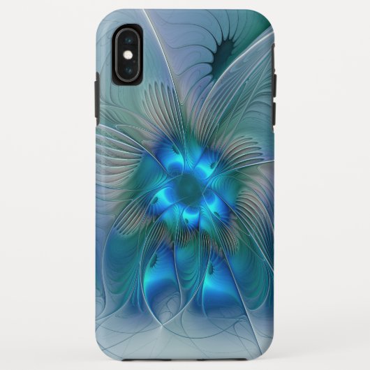 Coques Case-Mate iPhone Applaudissements debout, fractale abstraite bleu t (Dos)