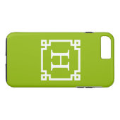Coques Case-Mate iPhone Apple Green Wt Cadre clé grecque #2 Monogramme ini (Dos (Horizontal))