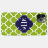 Coques Case-Mate iPhone Apple Green Wt Moroccan #5 Navy 3 Monogram initial (Dos (Horizontal))