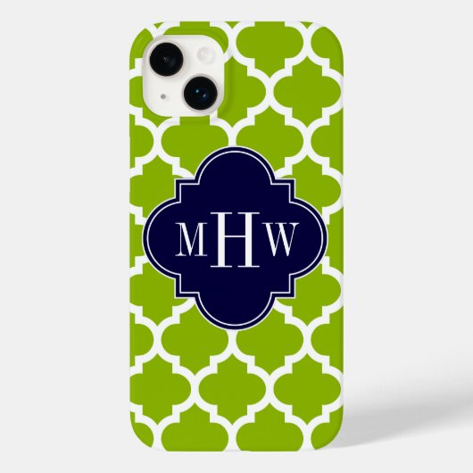 Coques Case-Mate iPhone Apple Green Wt Moroccan #5 Navy 3 Monogram initial (Verso)