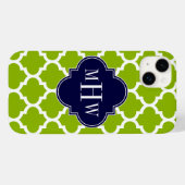 Coques Case-Mate iPhone Apple Green Wt Moroccan #5 Navy 3 Monogram initial (Verso (horizontal))